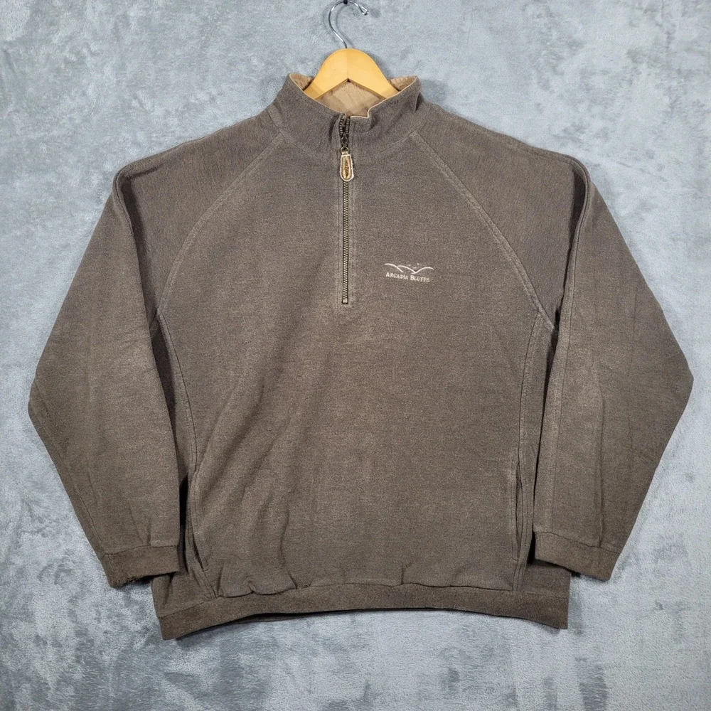 Straight Down Pullover Mens XXL Brown Arcadia Bluffs 1/4 Zip Golf Sweatshirt USA